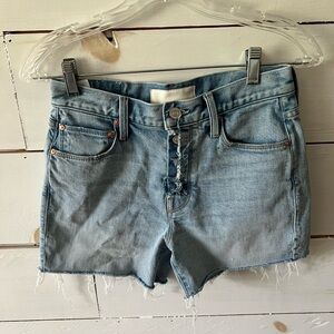 MOTHER Superior The Fly Cut Proper Short size 24 Light Blue Denim Cutoff, EUC